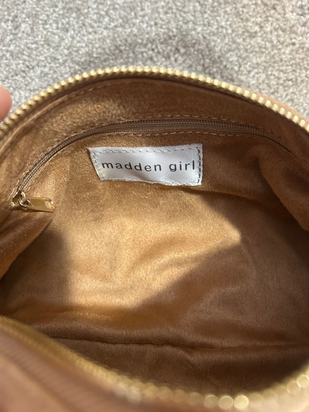 Madden Girl Tan Suede  Festival Shoulder Bag - Picture 6 of 8